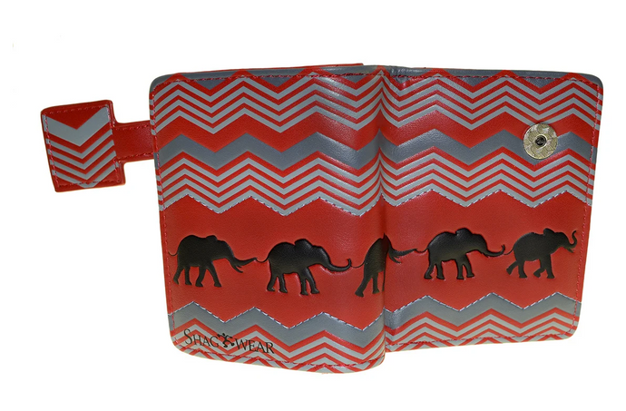 Small Wallet : Elephant Parade in Red
