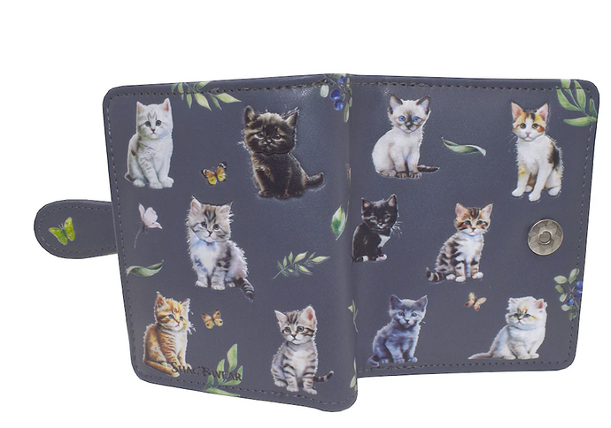 Small Wallet : Kittens in Grey