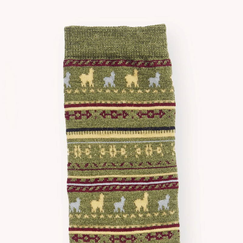 Load image into Gallery viewer, Alpaca Socks  In Patterned Olive
