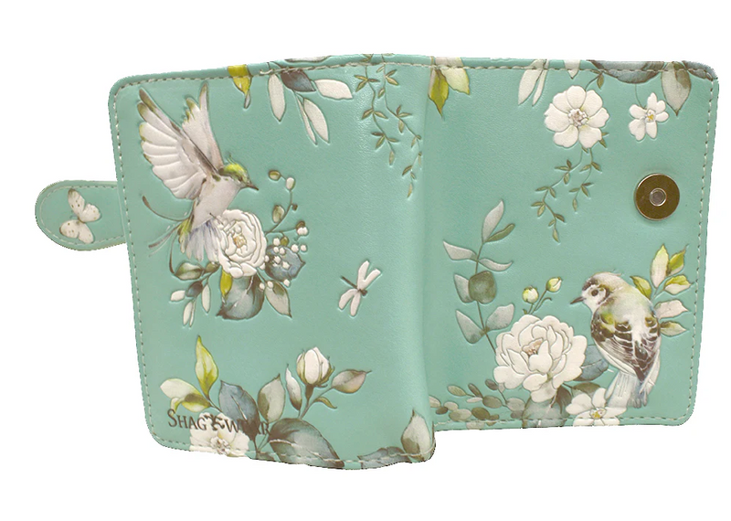 Load image into Gallery viewer, Small Wallet, Garden Bird In Aqua
