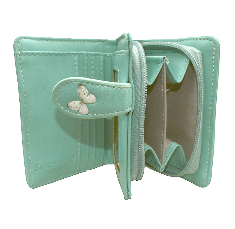 Load image into Gallery viewer, Small Wallet, Garden Bird In Aqua
