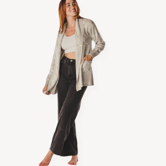 Alpaca Sweater in Geometric Grey/White