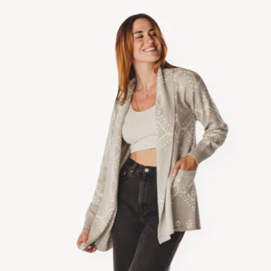 Load image into Gallery viewer, Alpaca Sweater in Geometric Grey/White
