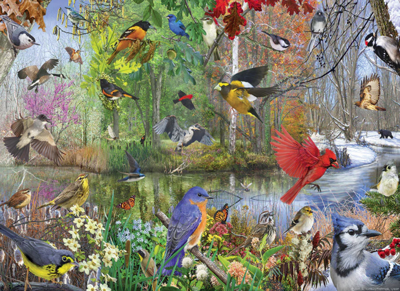 Load image into Gallery viewer, Birds of the Season Jigsaw Puzzle
