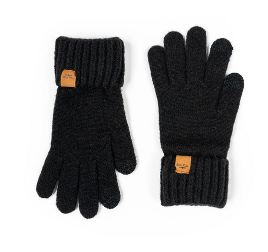 Cuffed Knit Gloves in Black