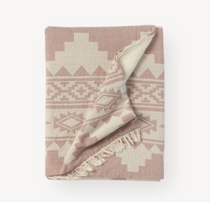 Load image into Gallery viewer, Fleece-Lined Throw Geometric Blush
