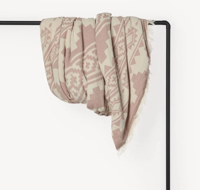 Load image into Gallery viewer, Fleece-Lined Throw Geometric Blush
