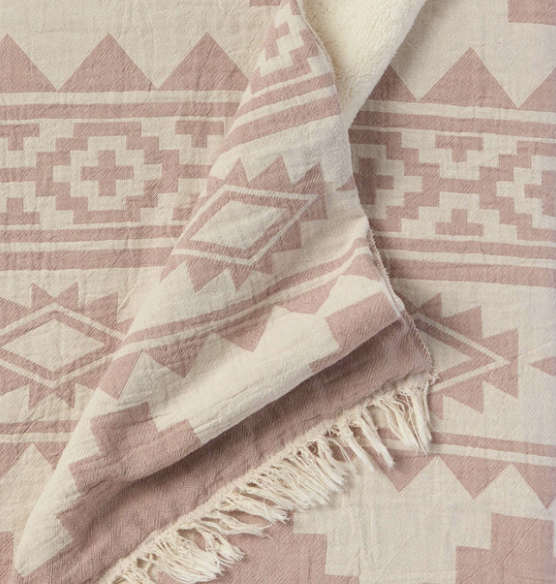 Load image into Gallery viewer, Fleece-Lined Throw Geometric Blush
