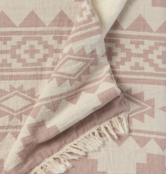 Fleece-Lined Throw Geometric Blush