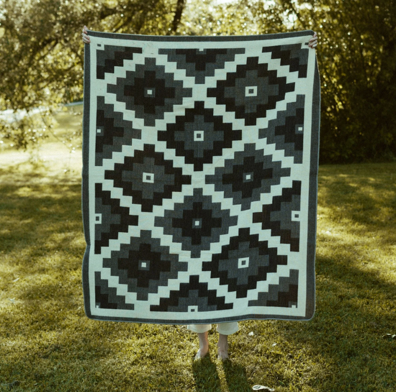 Load image into Gallery viewer, Alpaca Blend Throw in Geometric Rocky
