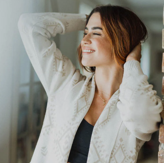 Load image into Gallery viewer, Alpaca Sweater in Geometric in Cream &amp; Beige
