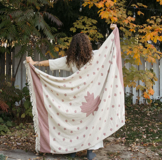 Maple Leaf Fleece-Lined Throw