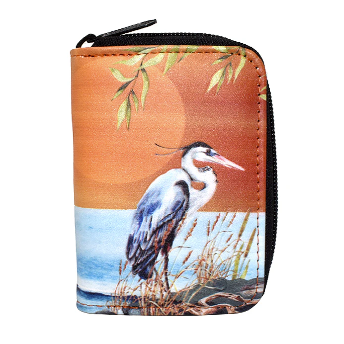 Load image into Gallery viewer, Small pouch with a heron design on a white background
