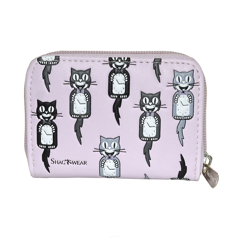 Load image into Gallery viewer, Essentials Wallet, Cat Clocks in Pink
