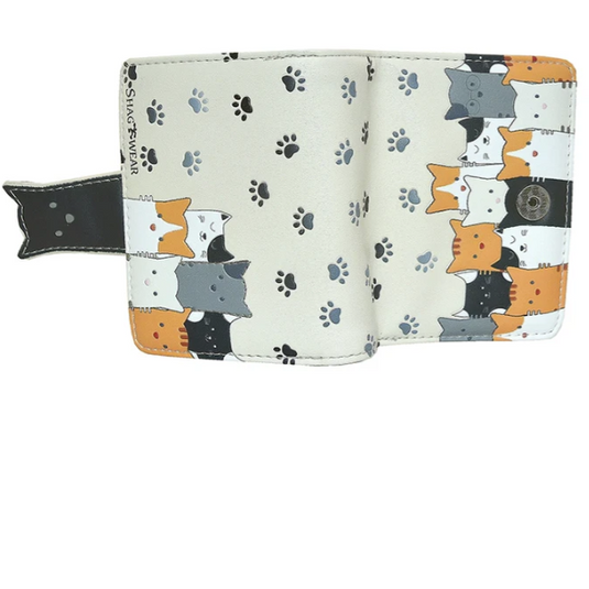 Wallet with cat pattern on a white background