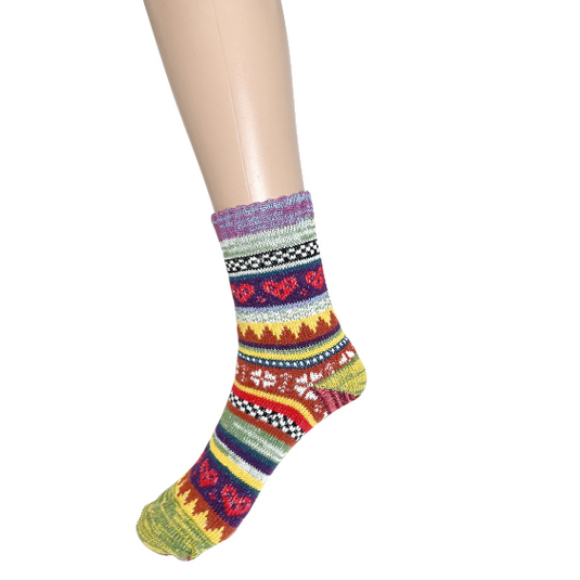 Knit Socks Stripes and Hearts