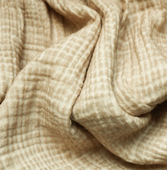Crinkle Cotton Palazzo Pants in Biege
