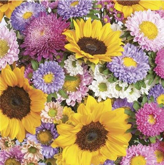 Paper Napkins with Flowers Print
