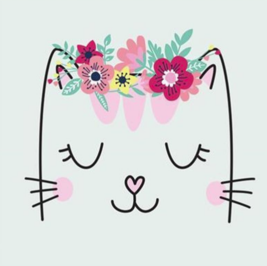 Paper Napkins | Cat with a Flower Crown