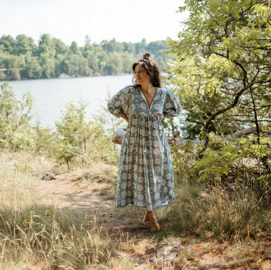 Mira Midi Dress in Blue