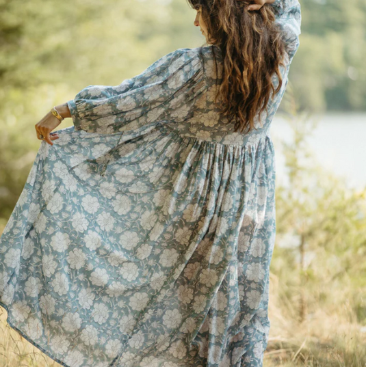 Mira Midi Dress in Blue
