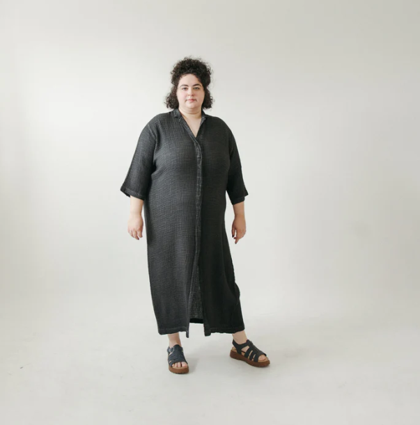 Load image into Gallery viewer, Crinkle Shirt Dress in Black, One Size in Plus
