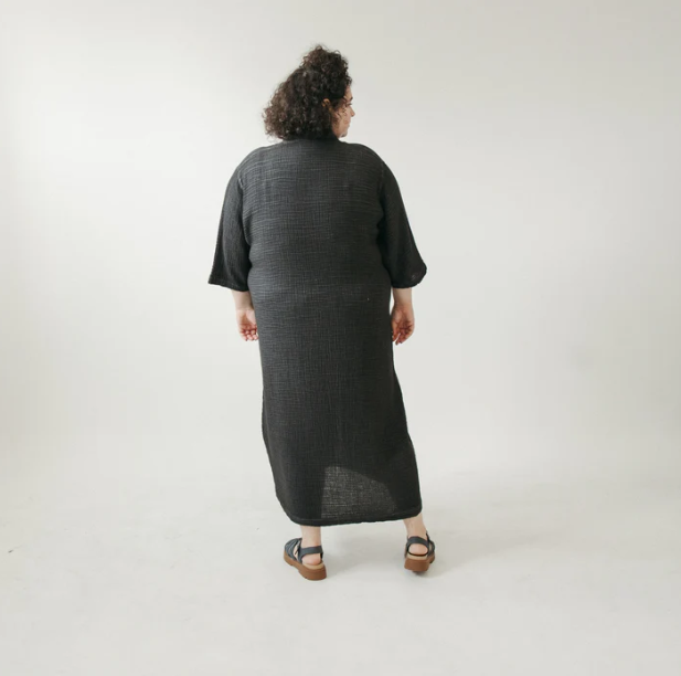 Load image into Gallery viewer, Crinkle Shirt Dress in Black, One Size in Plus
