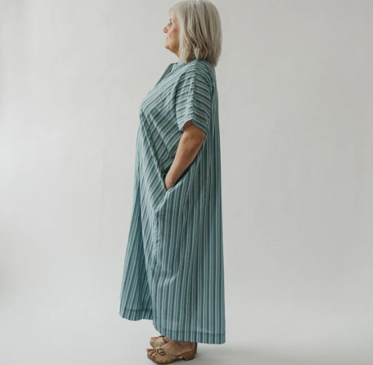 Sol Kaftan in Turquoise Stripe