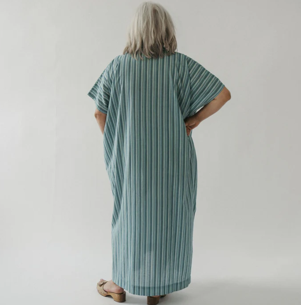 Load image into Gallery viewer, Sol Kaftan in Turquoise Stripe
