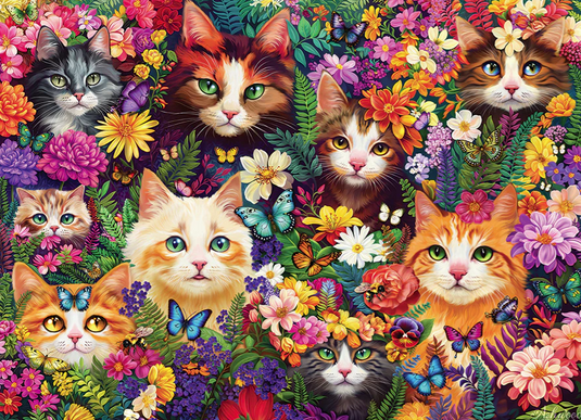 Blooming Whiskers | 1000 Piece Jigsaw Puzzle