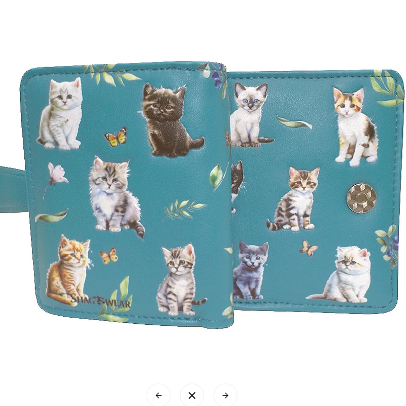 Load image into Gallery viewer, Kittens in the Garden in Teal Wallet
