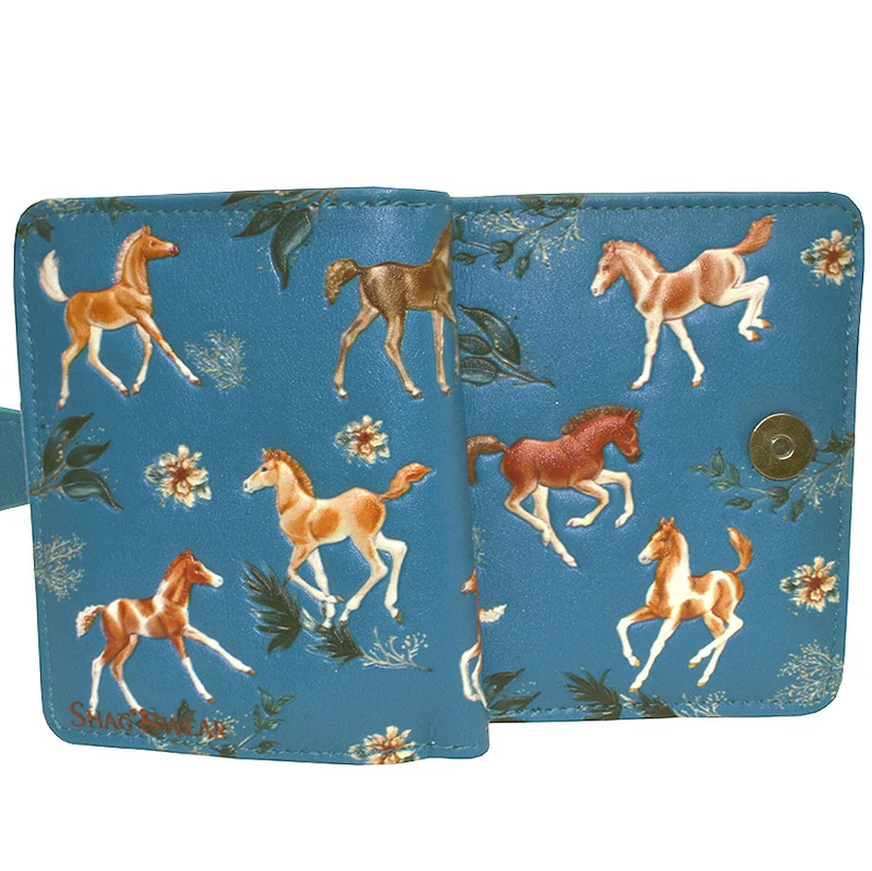 Load image into Gallery viewer, Horses at Play in Teal Wallet
