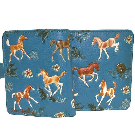 Horses at Play in Teal Wallet
