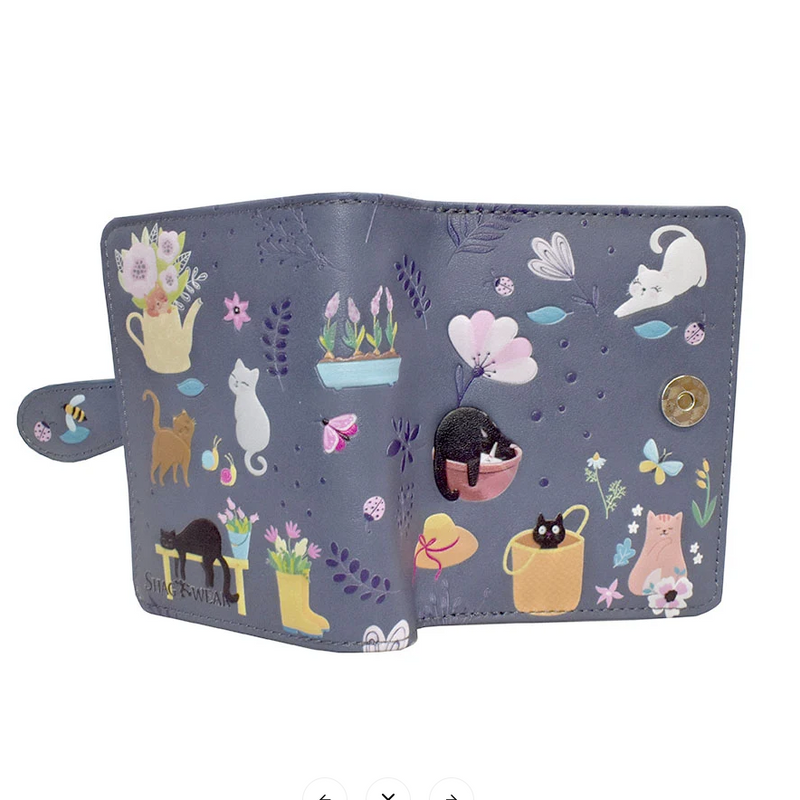 Load image into Gallery viewer, Cats in the Garden Grey Wallet
