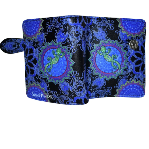 Load image into Gallery viewer, Funky Gecko in Black Wallet
