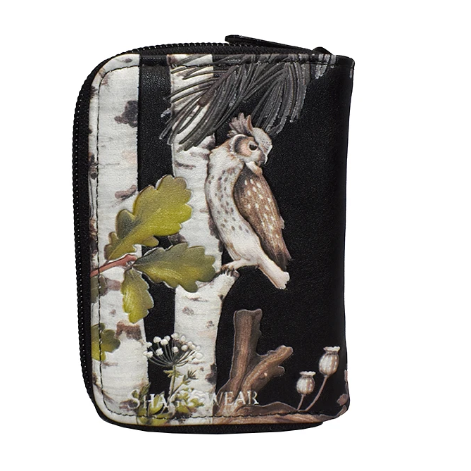 Load image into Gallery viewer, Owl Gathering in Black Essentials Wallet
