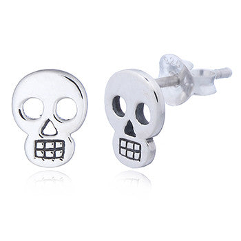 Skull Stud Earrings in Sterling Silver