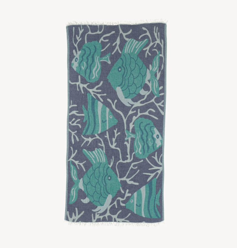 Load image into Gallery viewer, Crinkle Multi-use Towel in Tropical Fish
