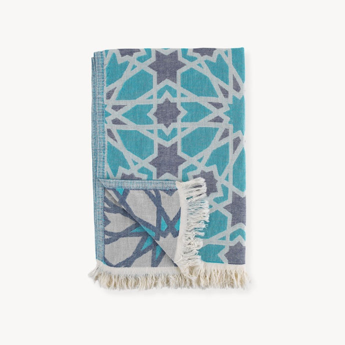 Crinkle Multi-use Towel in Blue Matrix