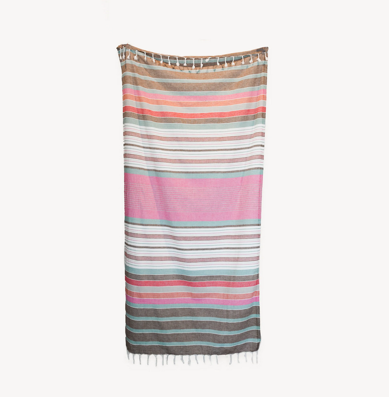 Load image into Gallery viewer, Turkish Towel : Patio Stripe in Pink
