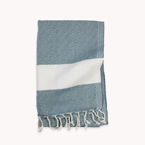 Turkish Hand Towel : Diamond in Prussian