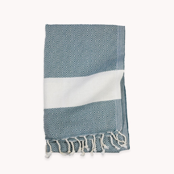 Turkish Hand Towel : Diamond in Prussian