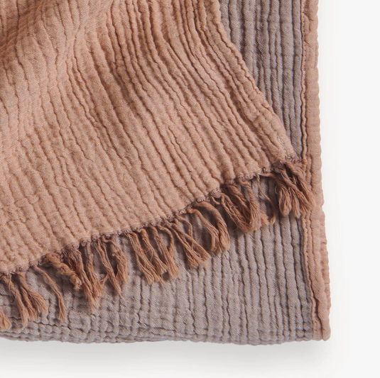 Crinkle Cotton Throw in Apricot