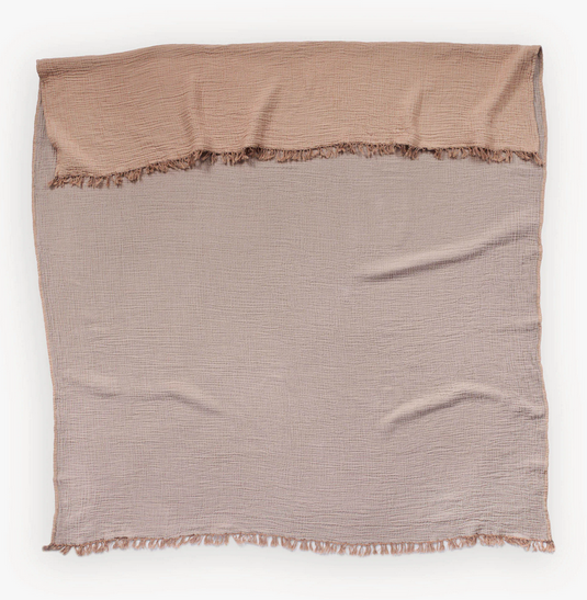 Crinkle Cotton Throw in Apricot