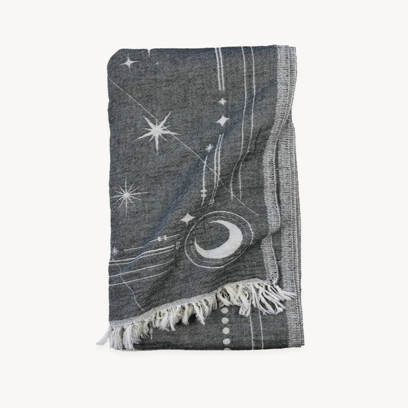 Load image into Gallery viewer, Cotton Throw in Grey Mystic Print
