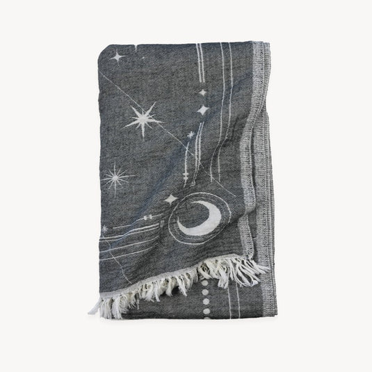 Cotton Throw in Grey Mystic Print