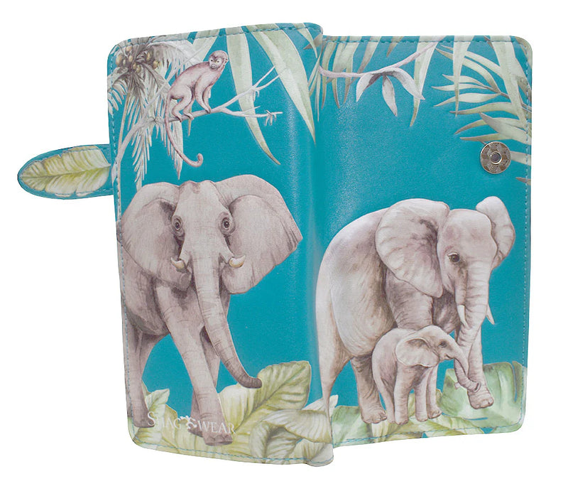 Load image into Gallery viewer, Wallet - Teal with Elephant
