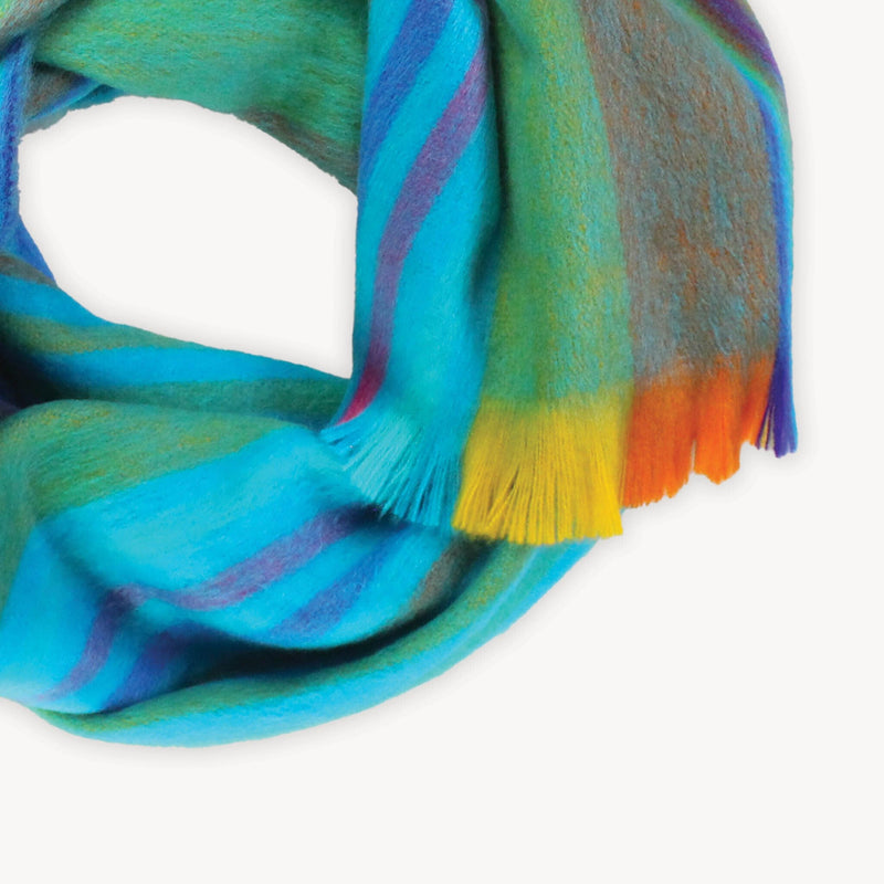 Load image into Gallery viewer, Alpaca Blend Scarf in Tropical Multi Stripe
