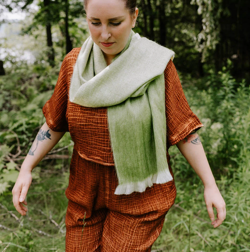 Load image into Gallery viewer, Alpaca Blend Scarf in Matcha Ombre
