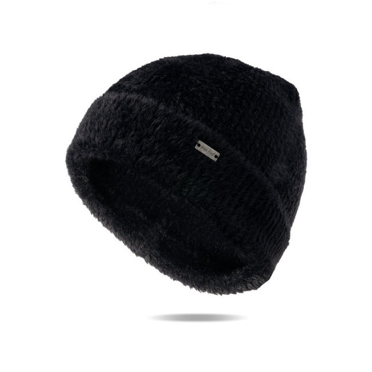 Feather Knit Beanie in Black